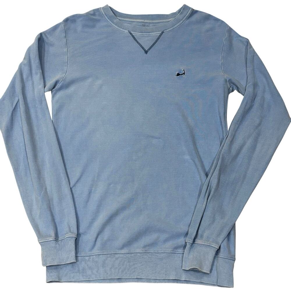 Cuffys Cape Cod Ocean Wash Lt Blue Crew Neck Cotton Mesh Pullover Small